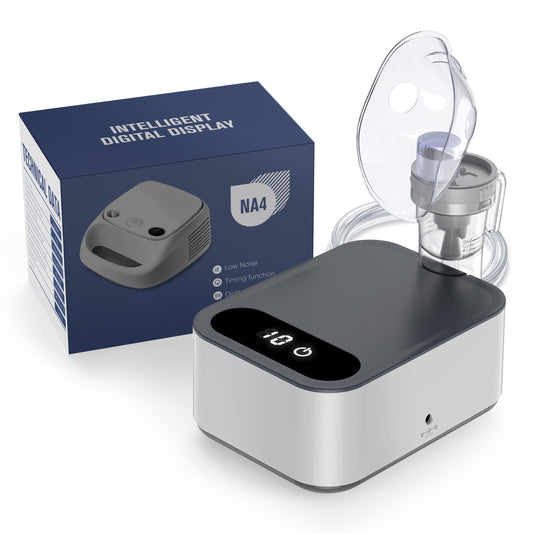 AEE Smart Nebulizer for Adults and Kids-Digital Display Nebulizer with Adjustable Time，Portable Nebulizer Machine for Breathing with Mouthpiece & Mask, Desktop Asthma Compressor Nebulizer for Home Use