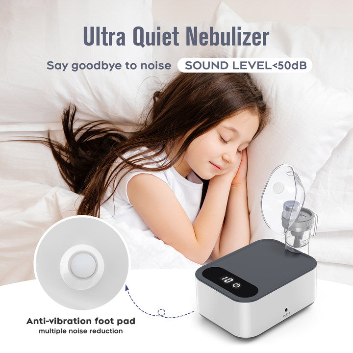 AEE Smart Nebulizer for Adults and Kids-Digital Display Nebulizer with Adjustable Time，Portable Nebulizer Machine for Breathing with Mouthpiece & Mask, Desktop Asthma Compressor Nebulizer for Home Use