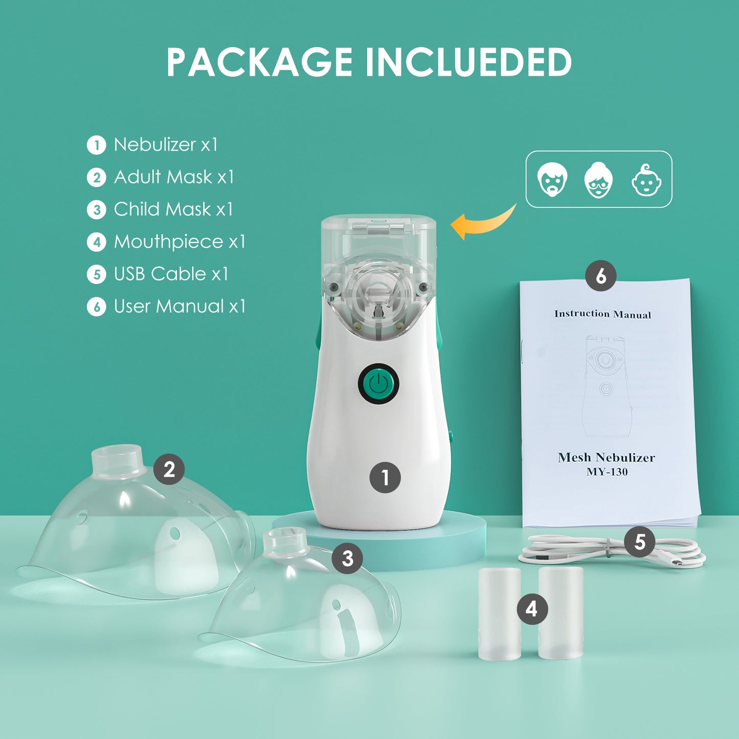 AEE Nebulizer Machine for Kids and Adults, Portable Nebulizer, Ultrasonic Mesh Nebulizer for Respiratory Treatment, Smartinhaler for Travel and Home Use